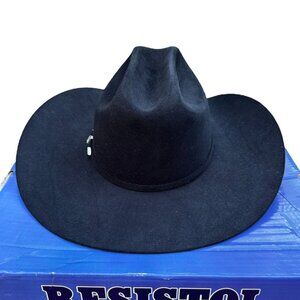 Resistol City Limits 6X Black Fur Felt Cowboy Hat Sz 7 3/8 L w/4" Brim Western